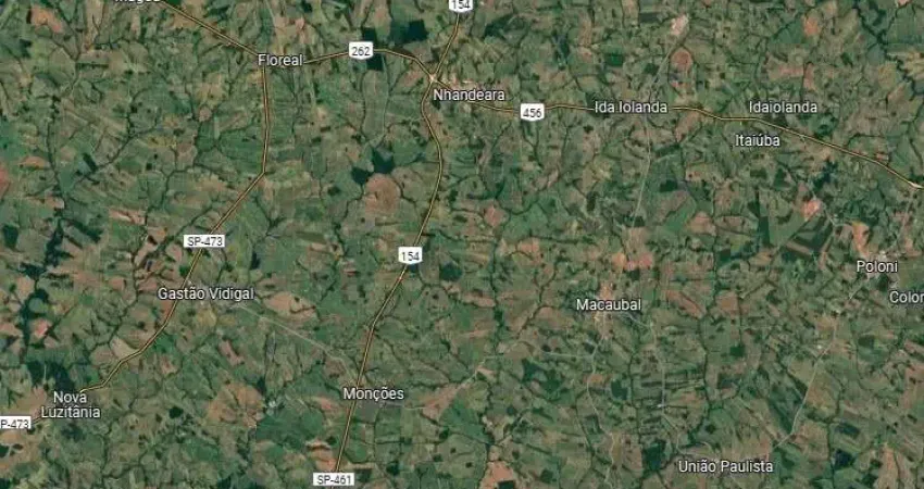 Fazenda para venda na região de Nhandeara-SP com 83 alqueires sendo 66 alqueires em cana arrendada, próxima do asfalto