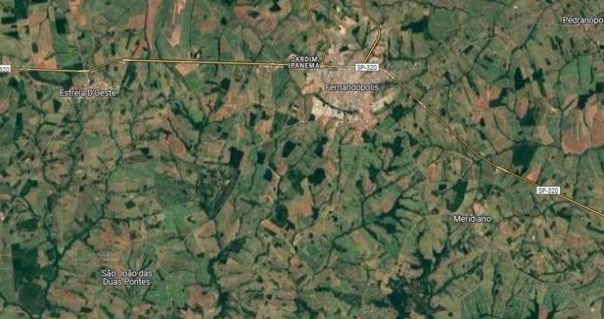 Fazenda para venda na região de Fernandopolis-SP com 178 alqueires sendo 138 alqueires em cana arrendada, ao lado da cidade