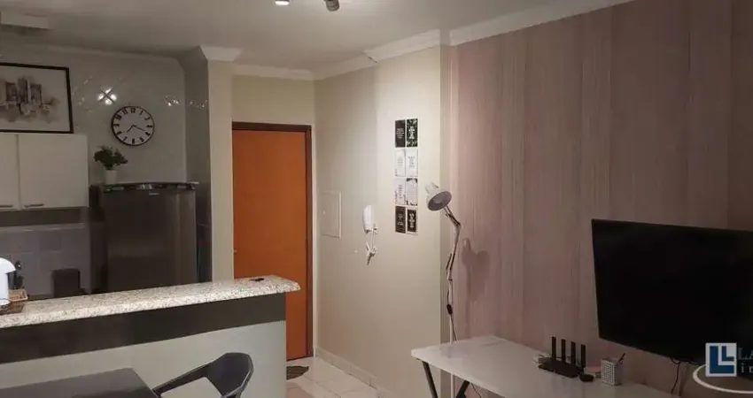 Kitnet mobiliada para venda na Ribeirania, próximo a UNAERP, Condomínio Villaggio Belluno, com 31m², lazer completo, portaria 24h