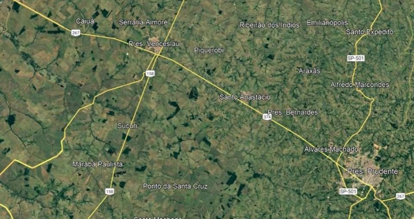Otima fazenda para venda na região de Presidente Venceslau-SP, com 510 alqueires, aproveitamento 80%, cana arrendada