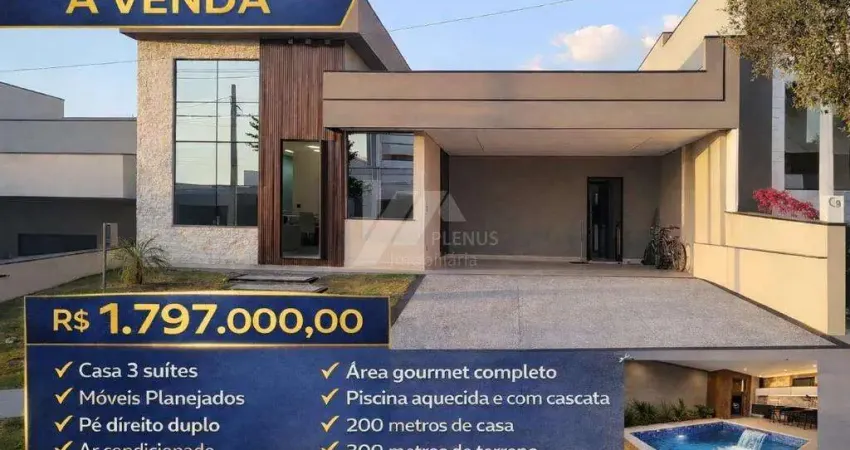 Casa à venda em Indaiatuba, Residencial Milano, com 3 suítes, com 180 m²