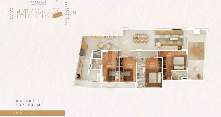 APARTAMENTO FRENTE EM MAR PRAIA GRANDE 4 SUÍTES 187M² - Vila TUPI