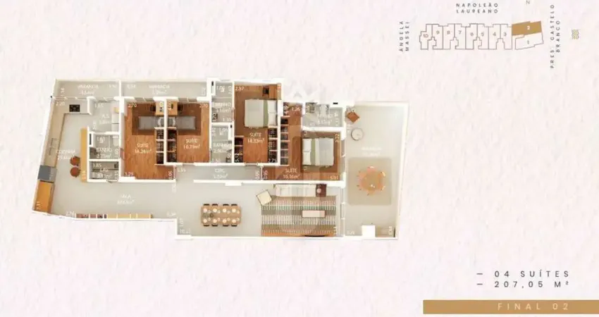 APARTAMENTO FRENTE MAR PRAIA GRANDE 4 SUÍTES 207M² - TUPI