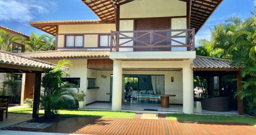 Luxuosa casa em condomínio para locação na Praia do Forte, Mata de São João-BA: 4 quartos, 2 suítes, 1 sala, 6 banheiros, 2 vagas de garagem, 190m².