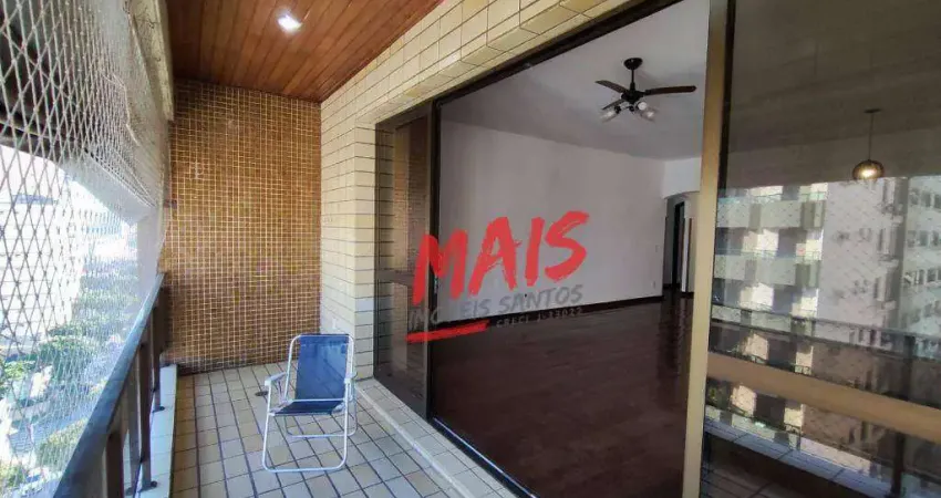 Apartamento no gonzaga, 3 quartos, para alugar, 158 m² em santos/sp