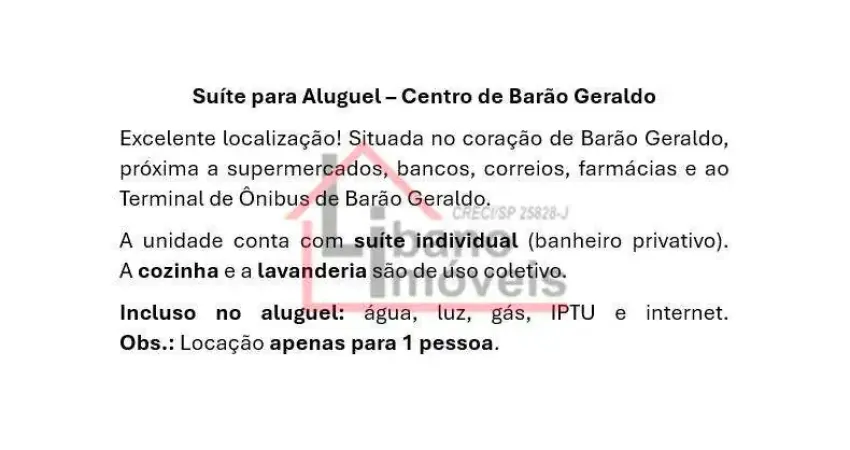 Kitnet / Stúdio para alugar no Barão Geraldo, Campinas