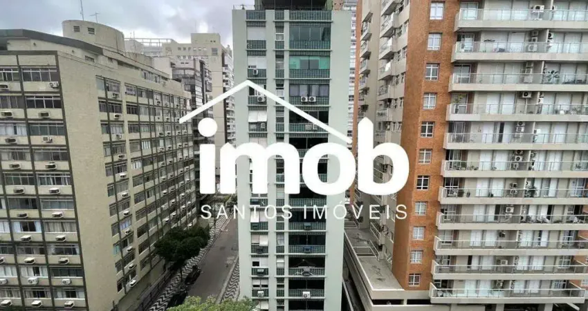 Apartamento no gonzaga, sala living, frente, andar alto, próximo da praia