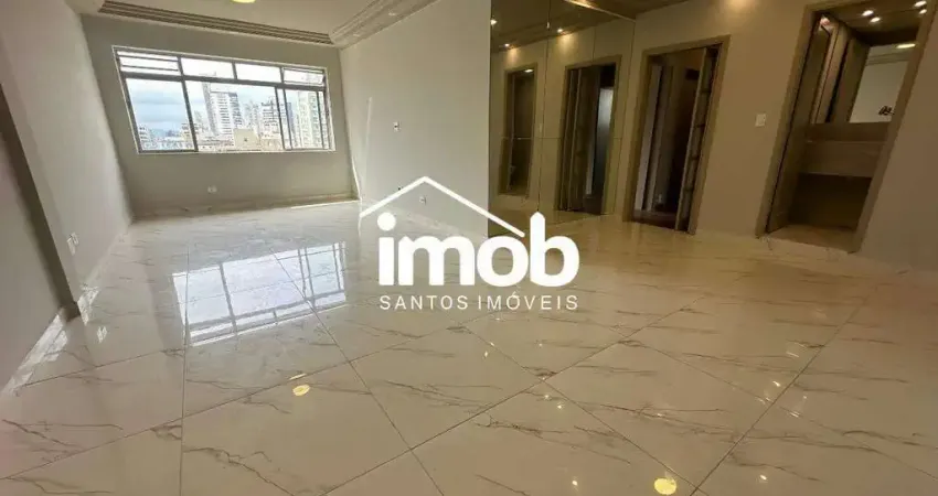 Apartamento à venda de 3 dormitórios próximo à praia, vista livre, 147 m² - gonzaga, santos/sp