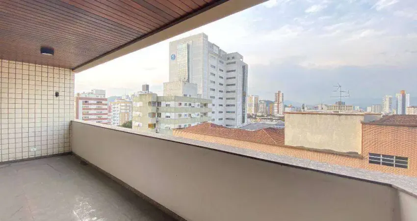 Apartamento frente de 3 dormitórios para alugar, 163 m², andar alto - Boqueirão, Santos/SP