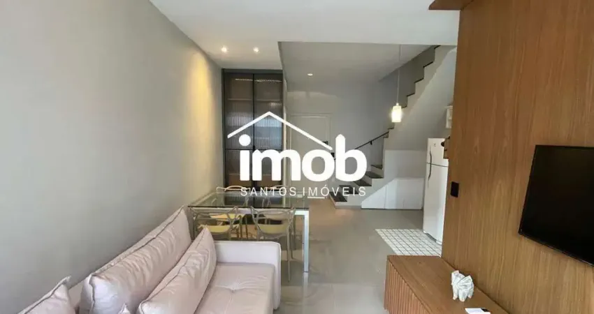 Flat no coração do gonzaga (mobiliado), 2 quartos, 1 vaga, andar alto, próximo da praia, lazer