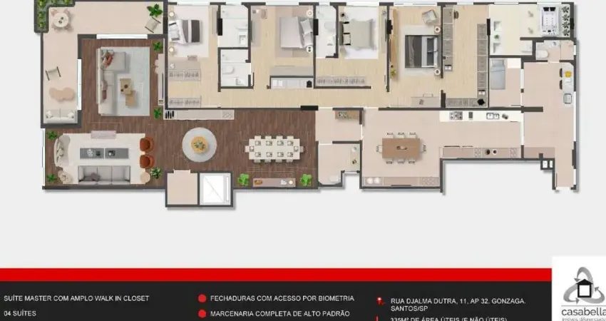 Apartamento com 4 quartos à venda na Rua Djalma Dutra, 11, Gonzaga, Santos