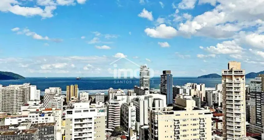 Vista mar e lazer completo no gonzaga – apartamento com 2 suítes em santos