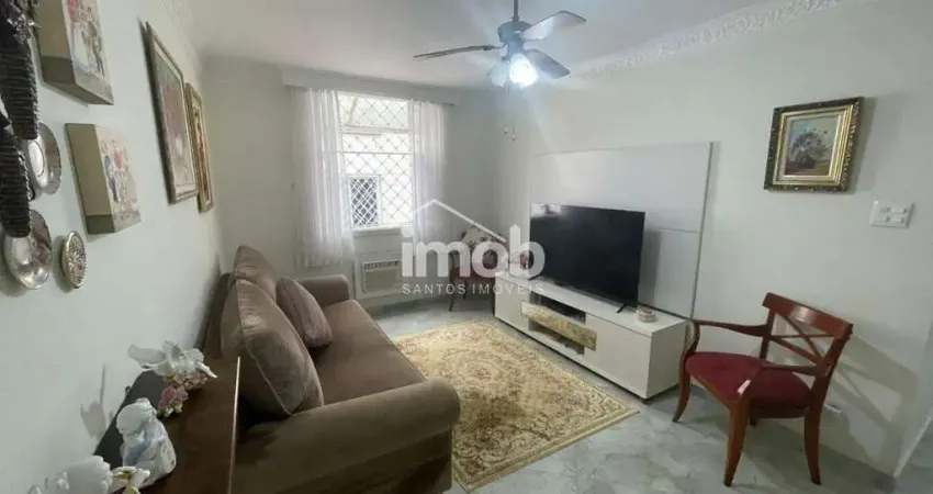 Apartamento reformado no gonzaga, 2 quartos, frente, 1 vaga