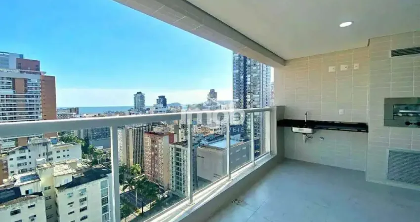Apartamento novo com 2 suítes e vista mar no residencial castell di indaiá – gonzaga, santos/sp
