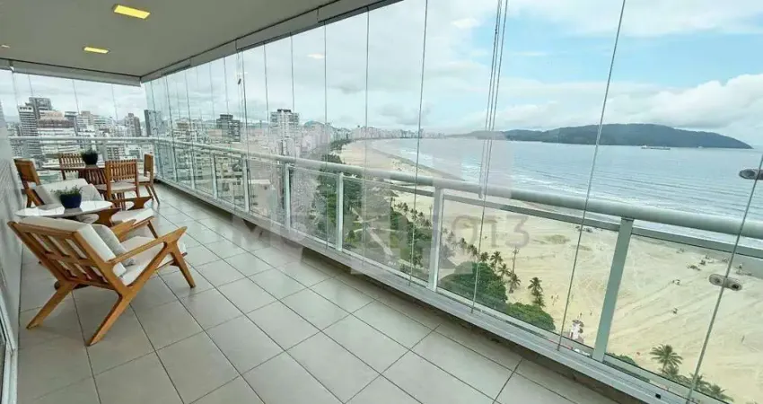 Apartamento mobiliado 2 suítes, 2 vagas de garagem e vista total para o mar.