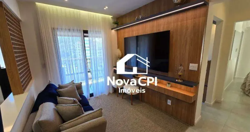 Apartamento decorado à venda em praia grande – 2 suítes, terraço gourmet, 1 vaga demarcada e lazer completo