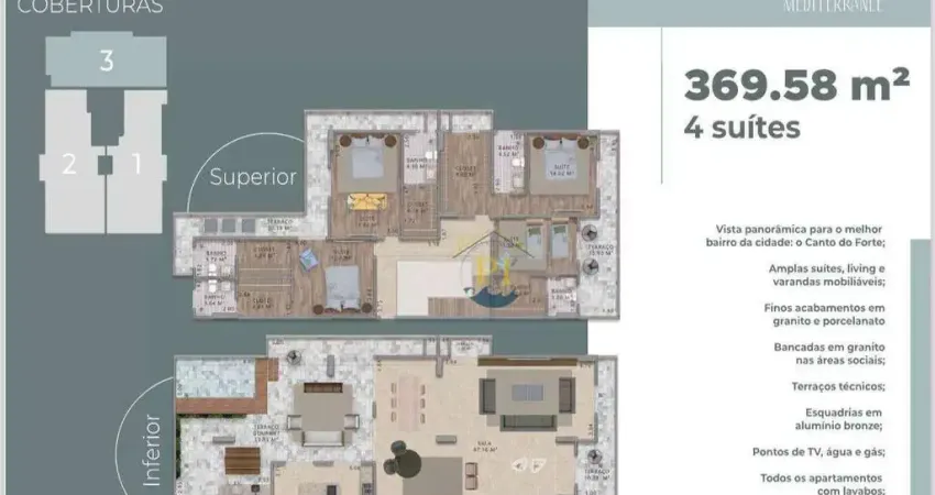 Cobertura com 4 dormitórios à venda, 370 m² por R$ 5.500.000 - Canto do Forte - Praia Grande/SP