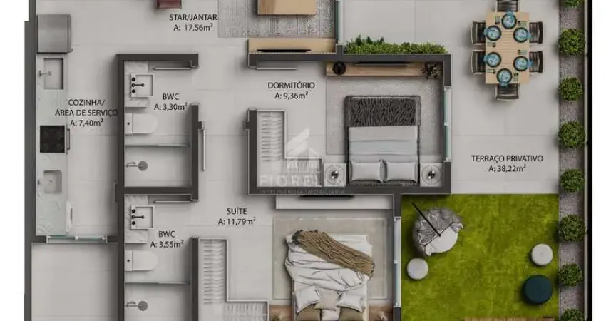 Apartamento garden, com 02 dormitórios, 1 suíte, palmas do arvoredo, governador celso ramos - sc