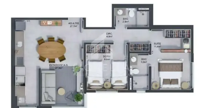 Apartamento com 02 suítes no bairro estreito em florianópolis / sc