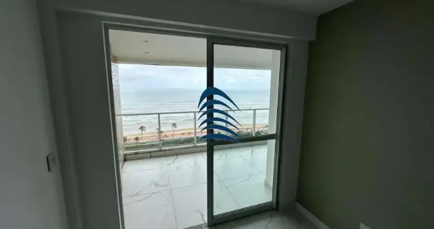 Apartamento Frente mar Varanda gourmet, 46m 01 quarto e sala, banheiro social, cozinha aberta, área de serviço, piso em porcelanato, armários embutidos, fogão cooctop, forno, depurador de ar, andar al