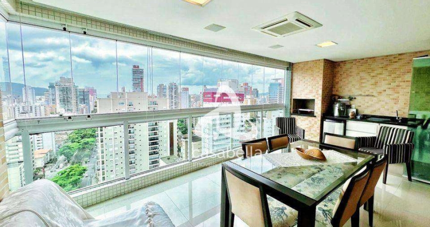 Apartamento com 3 dormitórios para alugar, 178 m² por R$ 22.000,02/mês - Gonzaga - Santos/SP