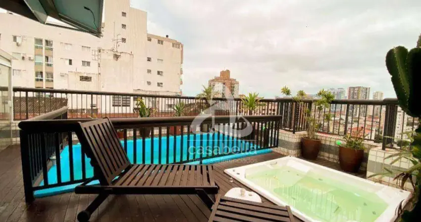 Cobertura com 3 dormitórios, 370 m² - venda por r$ 2.750.000,00 ou aluguel por r$ 17.600,00/mês - embaré - santos/sp