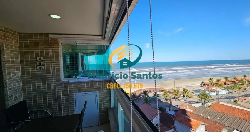 Apartamento em Mongaguá, bairro Vera Cruz, semi mobiiado com 2 dormitórios sendo 1 suíte, vista para o mar, Residencial com lazer, piscina borda infinita