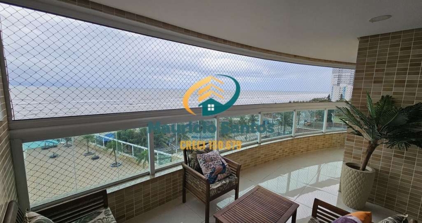 Apartamento Alto Padrão em Mongaguá, bairro Jardim Aguapeú, frente ao mar com 3 dormitórios sendo 2 suítes, 3 vagas, Excelente padrão e localização, Residencial com lazer completo, piscina de borda in