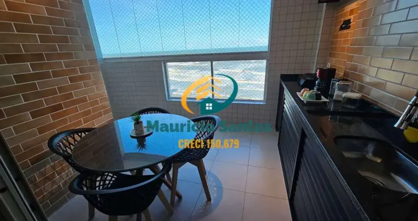 Apartamento em Mongaguá, bairro Vila Atlântica, mobiliado e decorado, 2 dormitórios sendo 1 suíte, vista para o mar, Residencial frente ao mar, lazer com piscinas.
