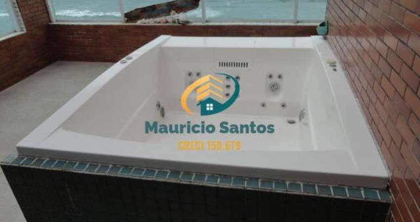 Apartamento tipo cobertura duplex em Mongaguá, bairro Jardim Marina, 3 dormitórios sendo 1 suíte, 3 vagas, Residencial frente ao mar com piscina na cobertura.