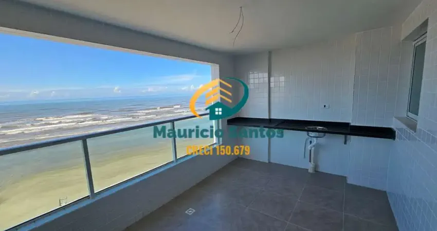 Apartamento em Mongaguá, bairro Vila Atlântica, vista permanente para o mar, 3 dormitórios sendo 1 suíte, sacada frente ao mar, 2 vagas, Residencial com lazer completo!!