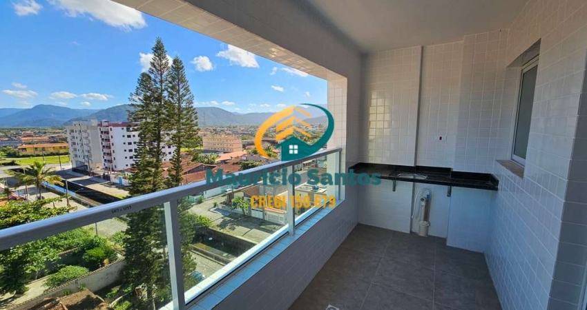Apartamento em Mongaguá, bairro Vila Atlântica, 2 dormitórios sendo 1 suíte, sacada vista serra, Residencial com lazer completo frente ao mar!