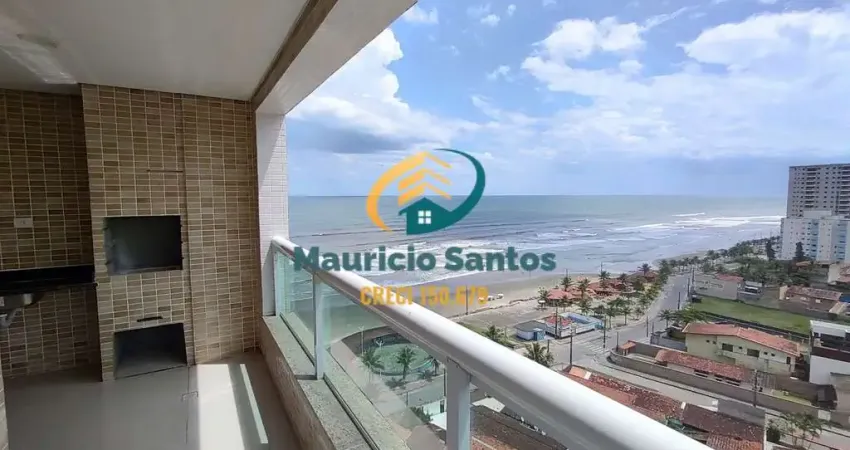 Apartamento em mongaguá, bairro vera cruz, 2 dormitórios sendo 1 suíte, terraço gourmet com vista para o mar, residencial frente ao mar e com lazer completo, piscina com borda infinita.