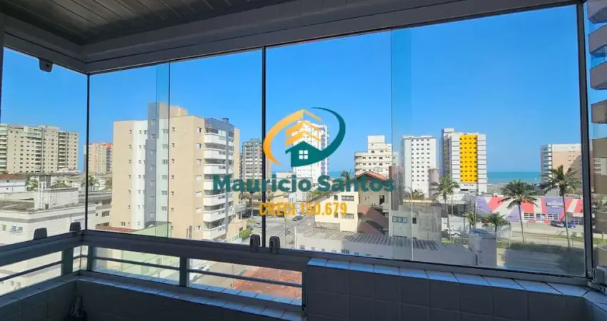 Apartamento em mongaguá, jardim marina, mobiliado, 2 dormitórios sendo 1 suíte, sacada com vista para o mar no melhor espaço da cidade! quadra do mar!