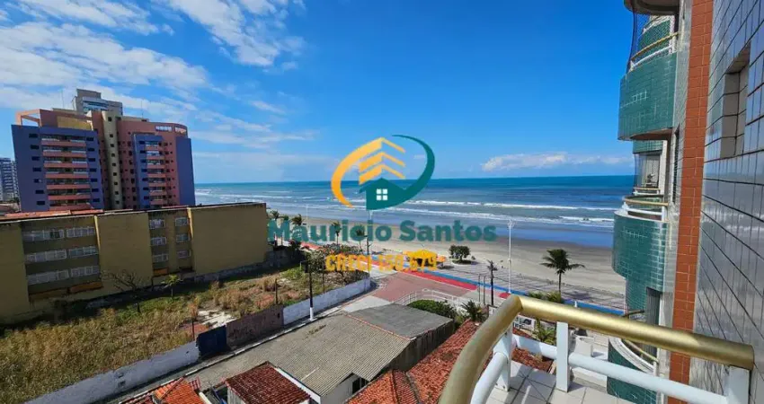 Apartamento em mongaguá, bairro jardim marina, mobiliado, 1 dormitório com vista para o mar, residencial com piscina frente ao mar