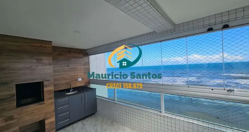 Apartamento em praia grande, barro solemar, semi mobiliado, 3 dormitórios sendo 1 suíte, sacada com churrasqueira com vista permanente para o mar, residencial com lazer, piscinas.