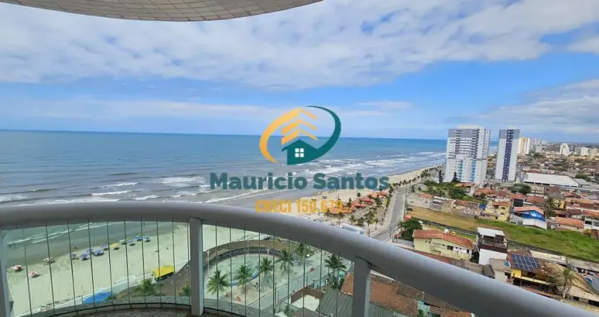 Apartamento alto padrão para locação definitiva em mongaguá, bairro vera cruz, 2 dormitórios sendo 1 suíte, terraço gourmet com vista para o mar, 1 vaga garagem, residencial frente ao mar e com lazer 