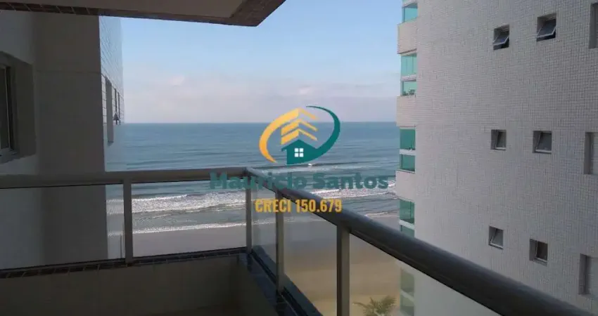 Apartamento em mongaguá, bairro centro, semi mobiliado, 2 dormitórios sendo 1 suíte, sacada vista mar, residencial com lazer completo frente ao mar.