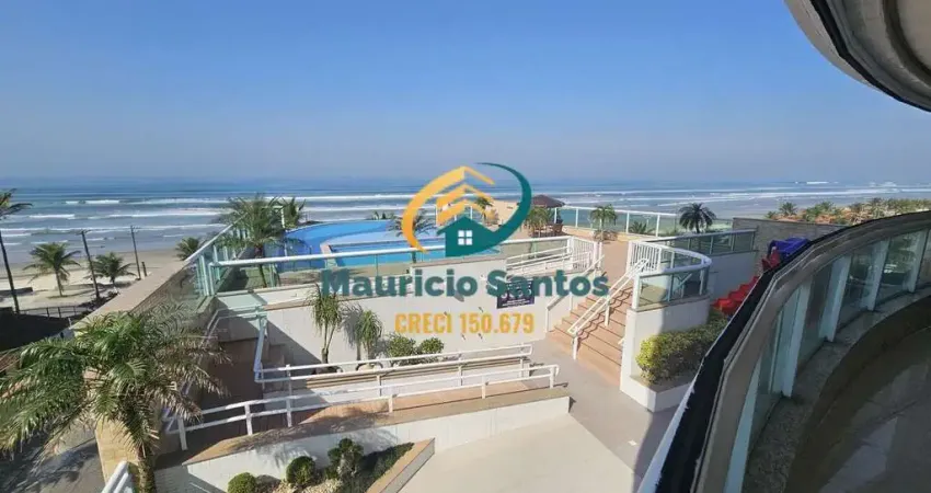 Apartamento alto padrão em mongaguá, bairro vera cruz, 3 dormitórios sendo 1 suíte, terraço gourmet com vista permanente para o mar, 2 vagas garagem, residencial frente ao mar e com lazer completo com