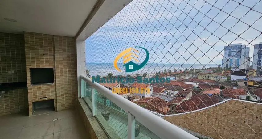 Apartamento alto padrão para locação definitiva em mongaguá, bairro vera cruz, 2 dormitórios sendo 1 suíte, terraço gourmet com vista para o mar, 1 vaga de garagem, residencial frente ao mar e com laz