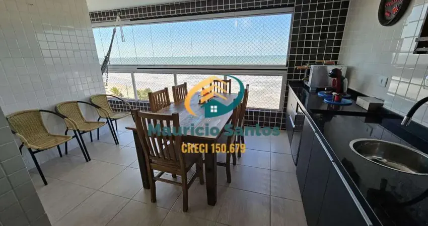 Apartamento em mongaguá, bairro vila anhanguera, mobiliado, frente ao mar, 2 dormitórios sendo 1 suíte, sacada com churrasqueira, residencial com lazer completo!!