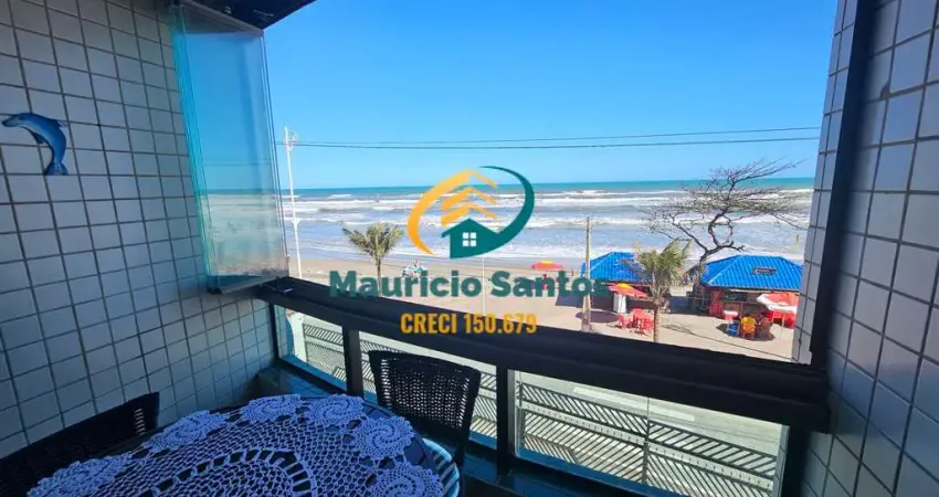 Apartamento em mongaguá, bairro vila são paulo, mobiliado, 2 dormitórios sendo 1 suíte, sacada frente ao mar, residencial com elevador, região central!!