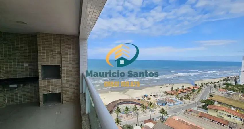 Apartamento para locação definitiva em mongaguá, bairro vera cruz, 2 dormitórios sendo 1 suíte, terraço gourmet com vista para o mar, residencial frente ao mar e com lazer completo, piscina com borda 