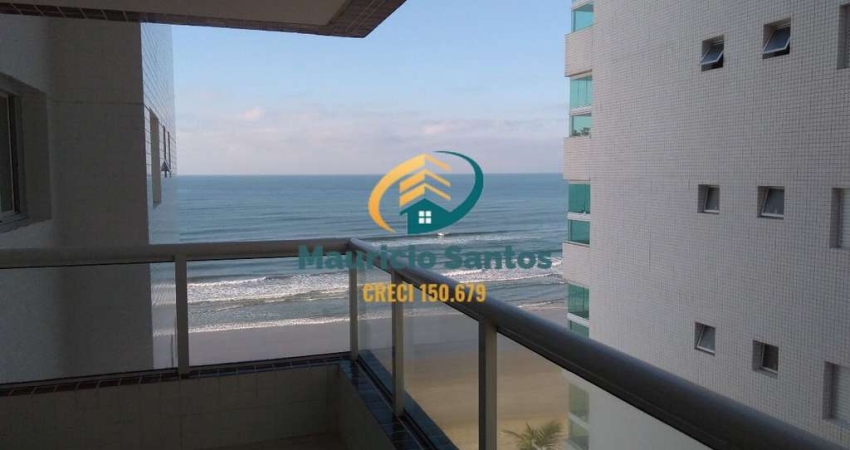 Apartamento em Mongaguá, bairro Centro, semi mobiliado, 2 dormitórios sendo 1 suíte, sacada vista mar, Residencial com lazer completo frente ao mar.