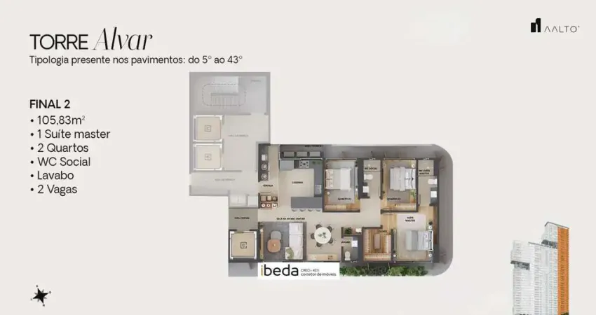 Ibeda - aalto apartamento no tirol sala, cozinha, 1 suite e 2 quartos, lavabo 2v