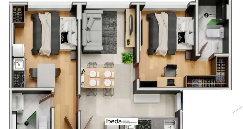 ibeda - Apartamento Living Tirol Sala, cozinha, wc, quarto + suite e cozinha 55m