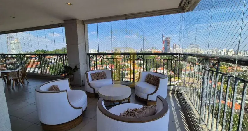 Apartamento mobiliado para locação de 258m², com 04 suítes e 04 vagas no sumáre!