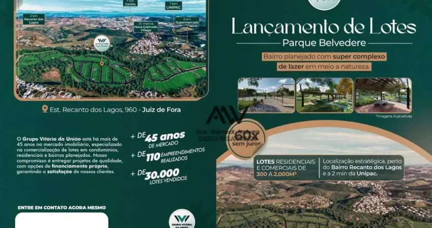 Terreno à venda, a partir 300 m² por r$ 15.000 entrada - recanto dos lagos - juiz de fora/mg