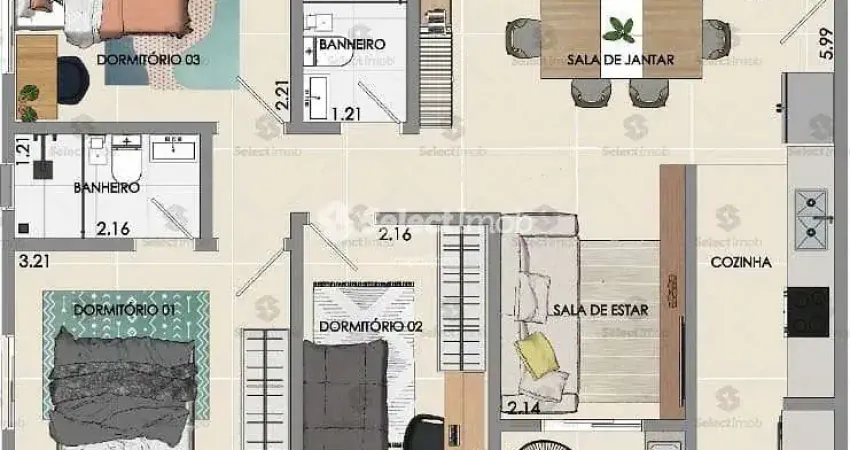 Apartamento com 3 quartos à venda na Rua Luiz Binotti, --, Vila Guarani, Mauá