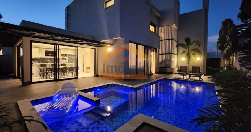Casa de luxo à venda em condomínio exclusivo de Americana-SP: 4 quartos, 4 suítes, 3 salas, 4 banheiros, 6 vagas, 330m².